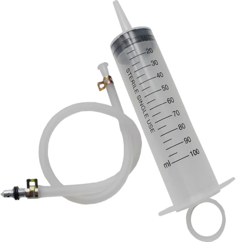 Hydraulic Brake Bleed - オートバイブレーキブリーダーシリンジツールキット、100ml油圧ディスクブレーキキャリパー液抽出器とホース付きブリーディングツール