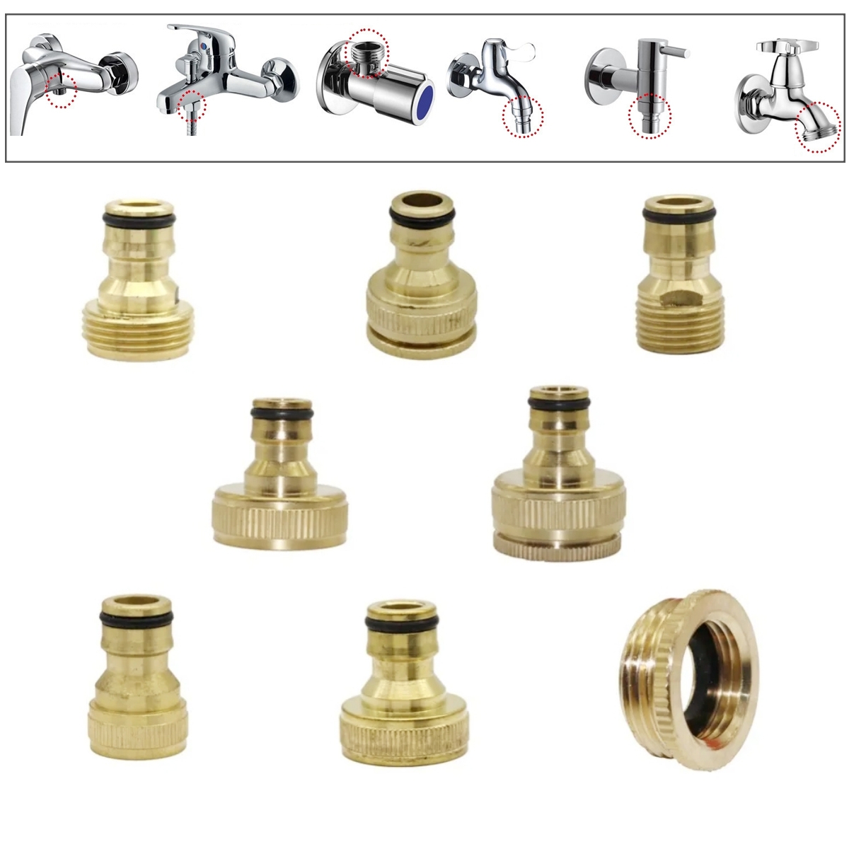 Spoke Nipple Brass - 真ちゅう製のネジ付きクイックコネクタ,洗濯機のニップルジョイント,洗車用水鉄砲の付属品,タップアダプタ,1/2 