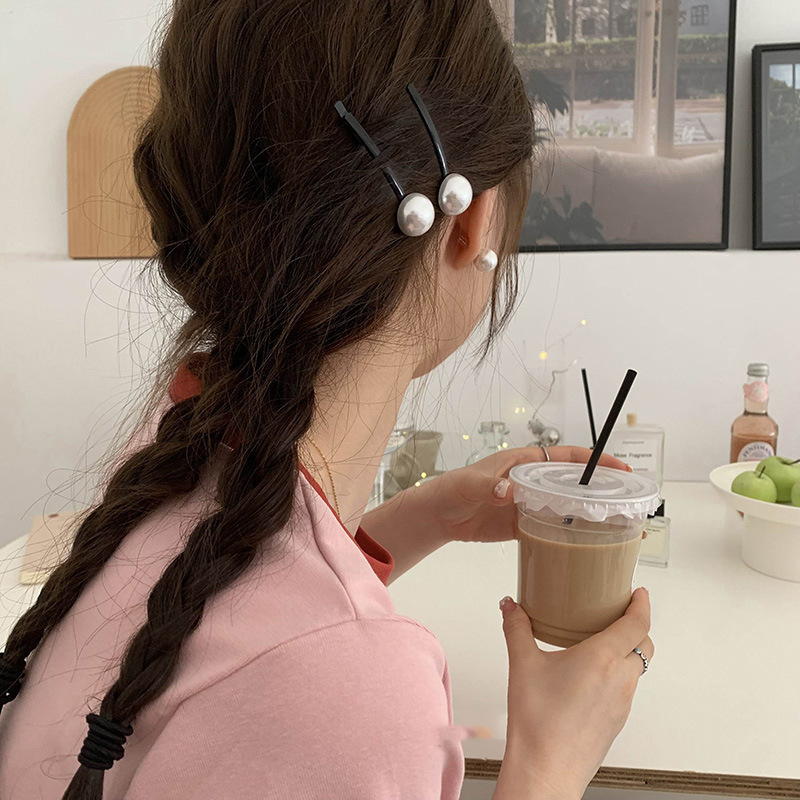 Head Racket Boom - 繊細なパールとゴールデンバックルのヘアクリップ,バーの形,女性のbangクリップ,頭飾り,サイドクリップ,新しいアクセサリー
