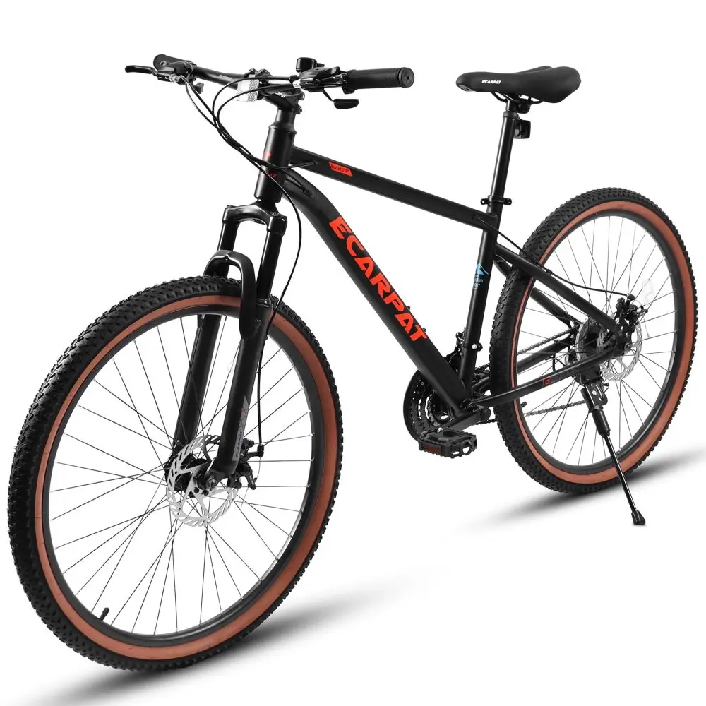 Mountain Biking Usa - A24301 24インチ ティーンエイジャー向けマウンテンバイク、高炭素鋼フレーム、ディスクブレーキ、耐久性のあるデザイン、ブラウンエッジタイヤ、通学に最適