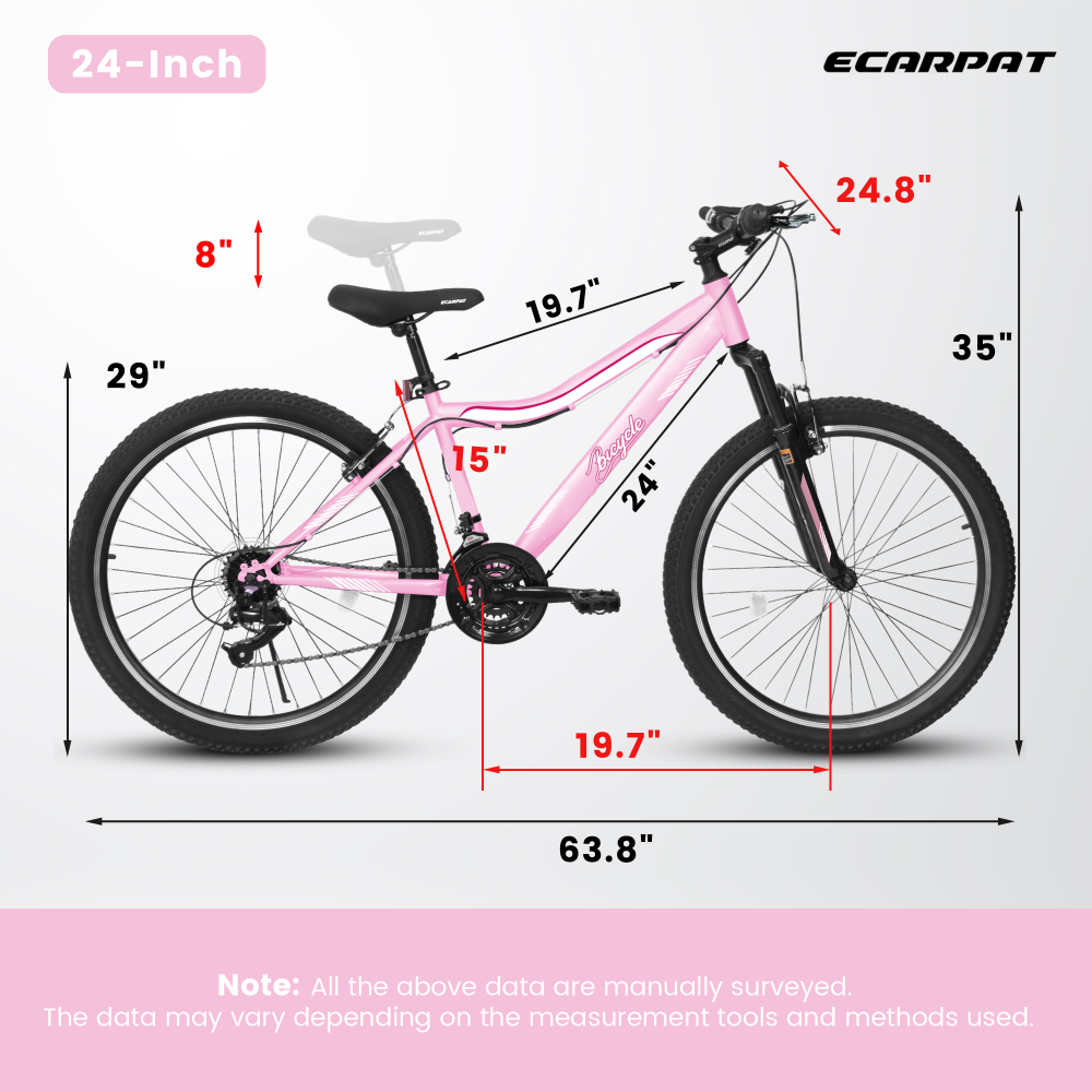 Mountain Biking Usa - 24/26インチ マウンテンバイク 男性、女性、ティーンエイジャー向け、高密度カーボンスチールフレーム、21速ドライブトレイン、フロントサスペンション、フロント＆リアデュアルVブレーキ、80％組み立て済み全地形対応自転車