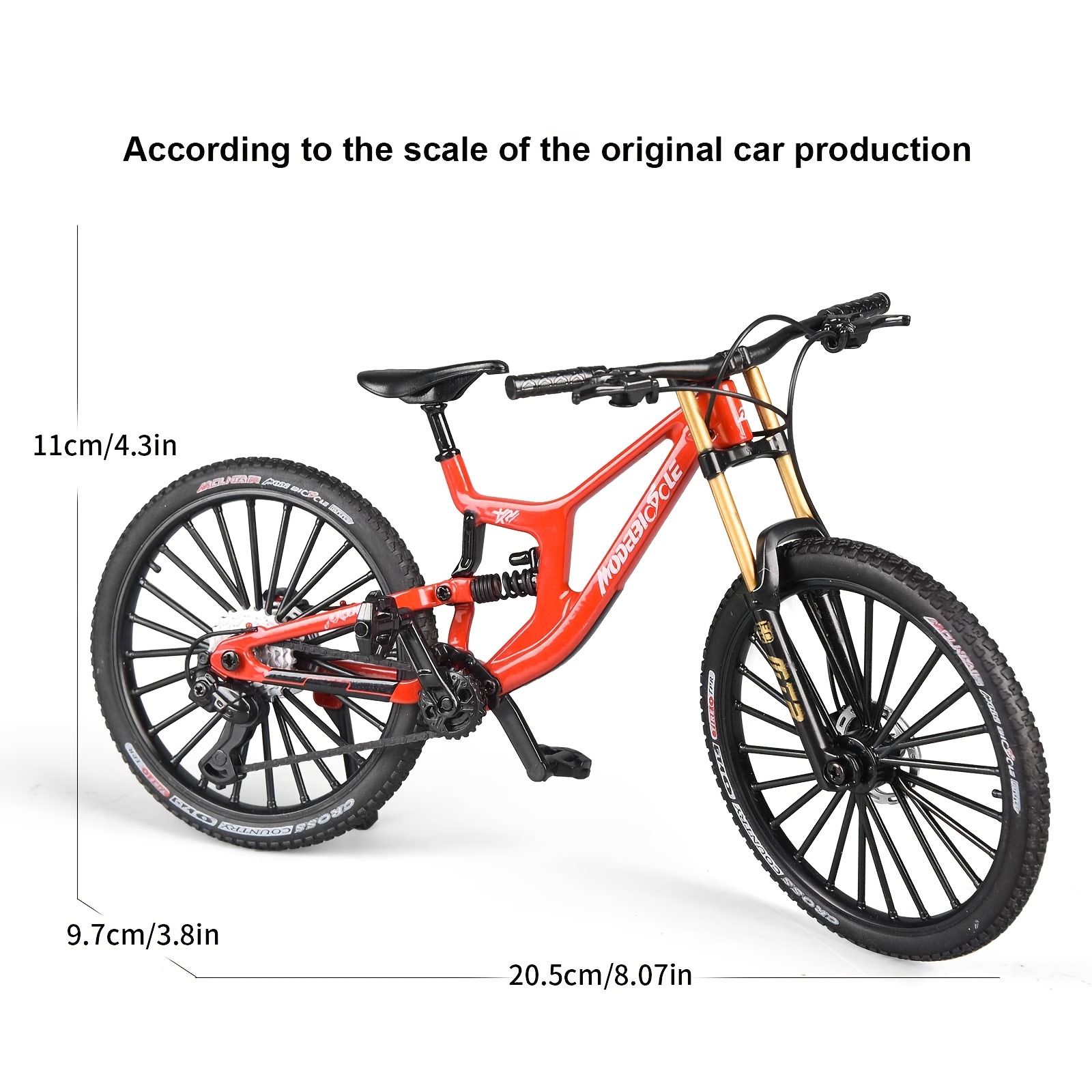 Mountain Biking Usa - 1/8スケール ミニ合金フィンガーマウンテンバイク - コレクション用衝撃吸収付きダイキャストシミュレーション玩具