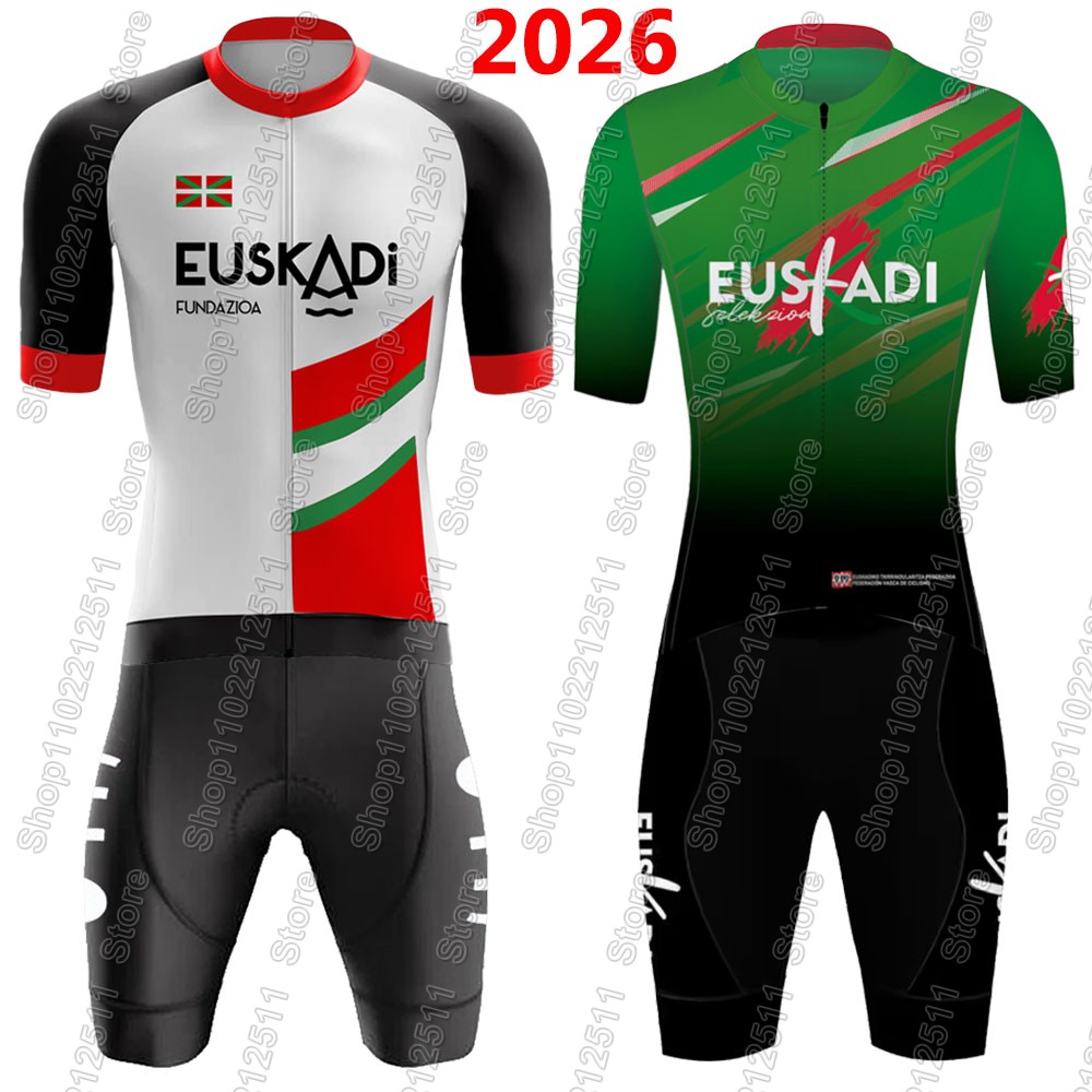 Mountain Biking Shirts - Euskadi チームサイクリングジャージ 2026 セット夏スペイン自転車服ロードバイクシャツスーツ自転車ビブショーツ MTB Ropa