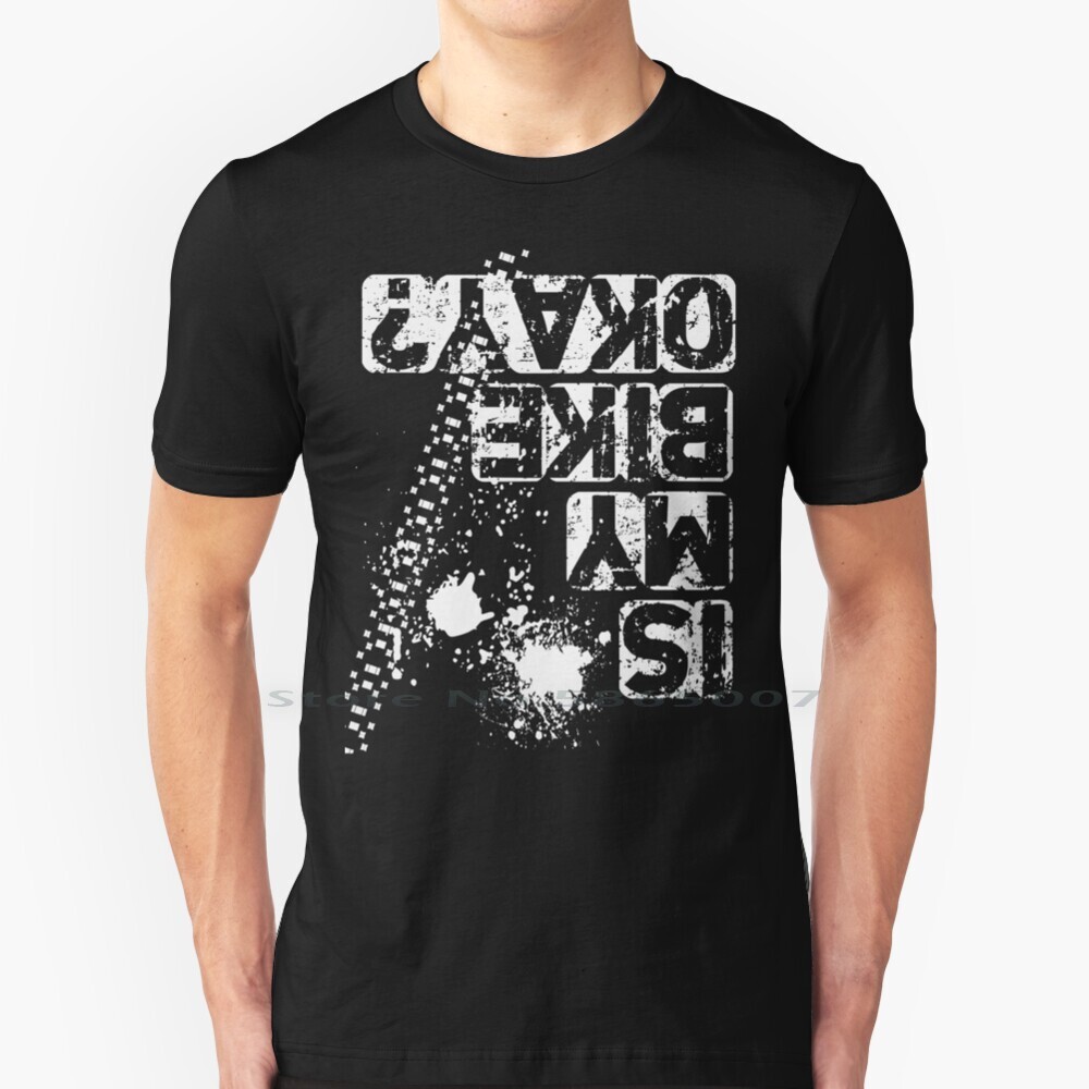 Mountain Biking Shirts - 自転車は? Tシャツ-白いデザインのコットンTシャツ,自転車のロック,bmx,ダウンヒル,さわやかな,滝,クール,楽しい
