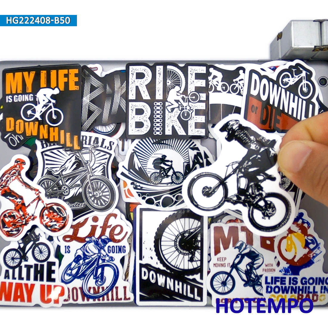 Mountain Biking Sport - 50ピース、 マウンテンバイクに乗る、 ダウンヒルアドベンチャー、 MTBスポーツ、 防水ステッカー、 車、バイク、電話、ラップトップ、荷物、スケートボード、ヘルメット、スクラップブック用、