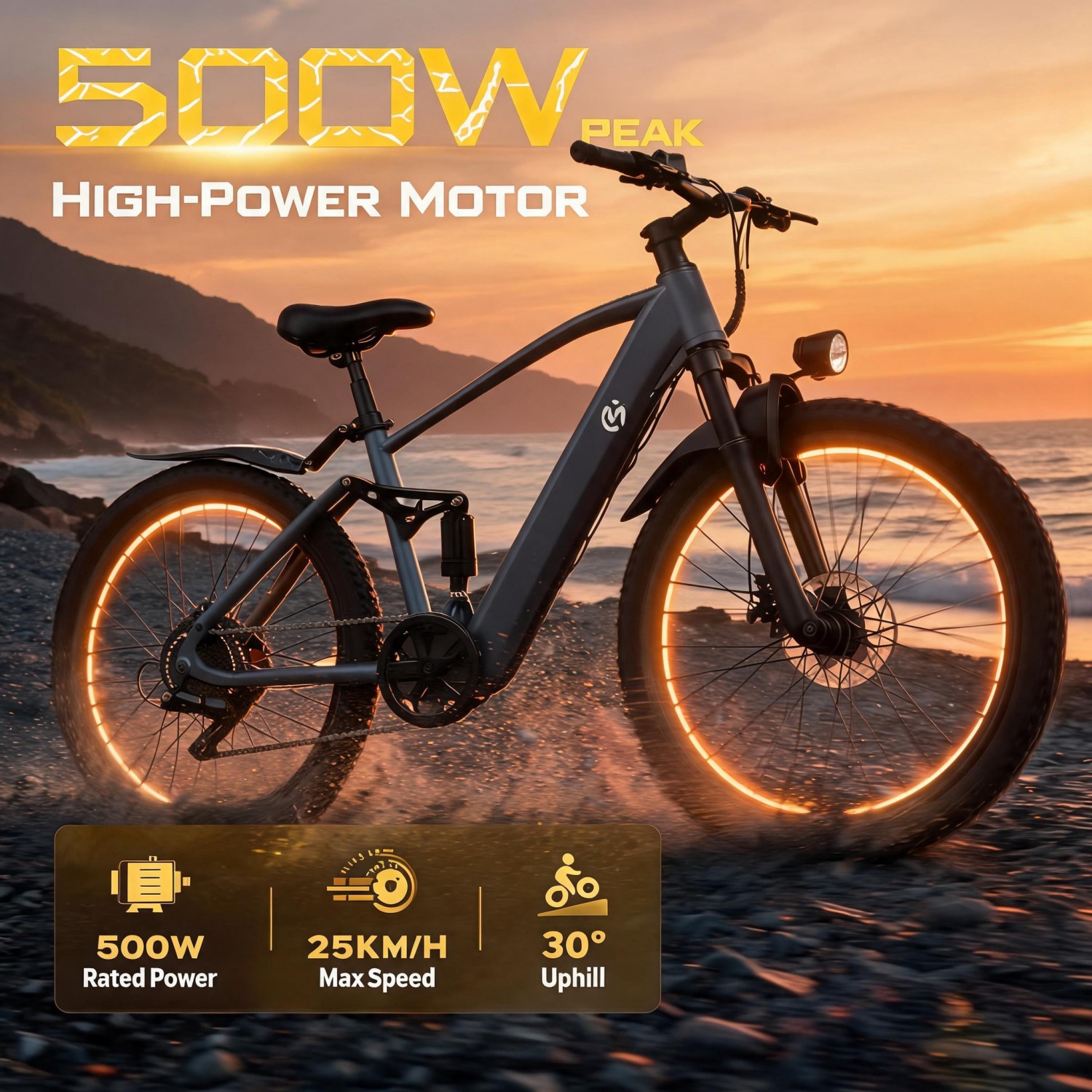 Mountain Biking Gifts - 電動マウンテンバイク、500Wモーター、ハイブリッドパワー、フルサスペンション、ペダルアシスト、取り外し可能なバッテリー、国内配送、理想的な贈り物、クロスカントリーeバイク、オフロードeバイクアドベンチャーに最適