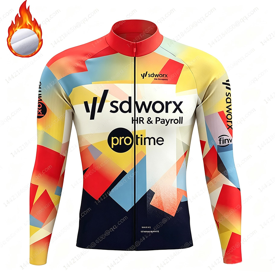 Mountain Biking Jacket - SD Worx 2026 チームサーマルフリースサイクリングジャケット男性用長袖コート MTB バイクジャージ暖かいアウター冬サイクリングセット