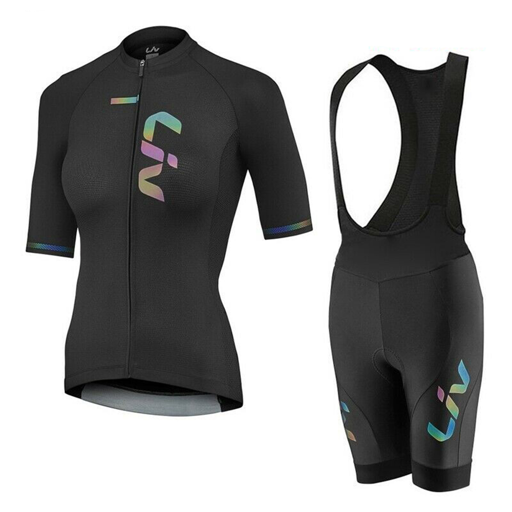 Mountain Biking Jersey - Liv-女性用サイクリングジャージとよだれかけショーツ,半袖,マウンテンバイクウェア,サイクリングウェア,19d夏