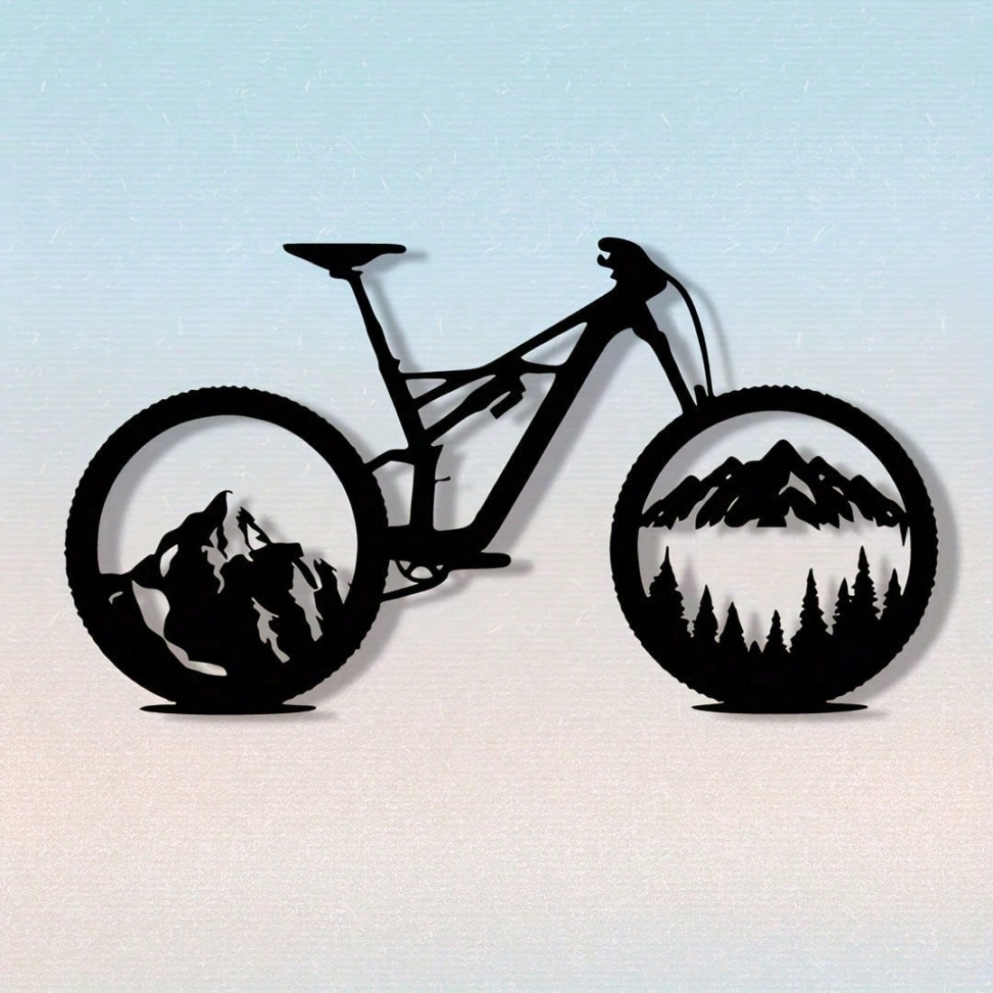 Mountain Biking Gifts - ブラックメタルマウンテンバイクタイヤアート、自然風景の壁装飾、リビングルーム、オフィス、ガレージ用、サイクリストへのモダンなホームギフト