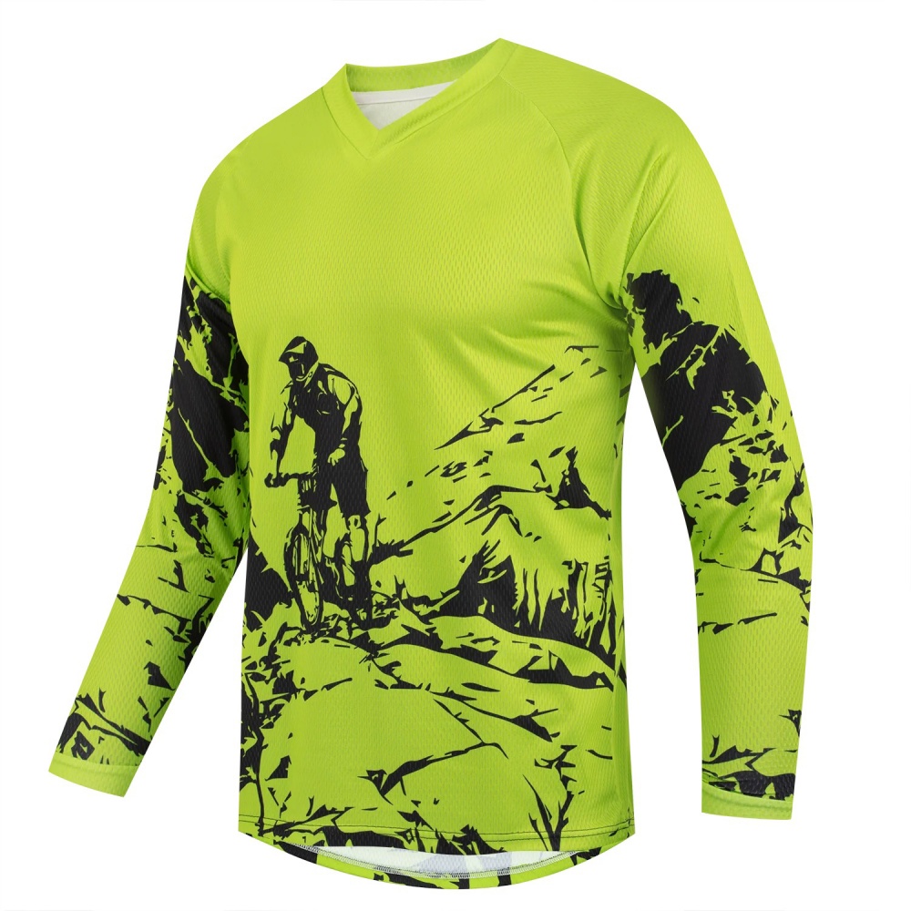 メンズアウトドアマウンテンバイクプリント長袖スポーツTシャツ - Mountain Biking Shirts のレビューと価格