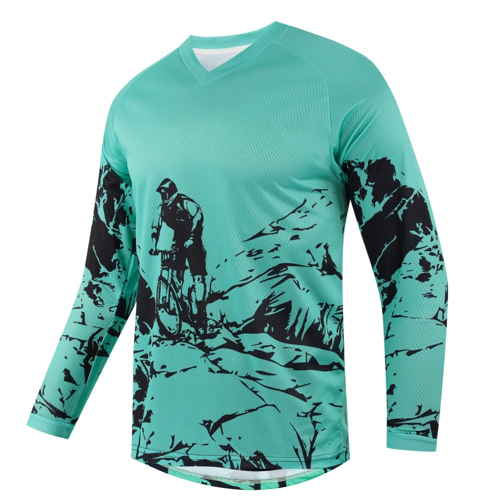 メンズアウトドアマウンテンバイクプリント長袖スポーツTシャツ - Mountain Biking Shirts のレビューと価格