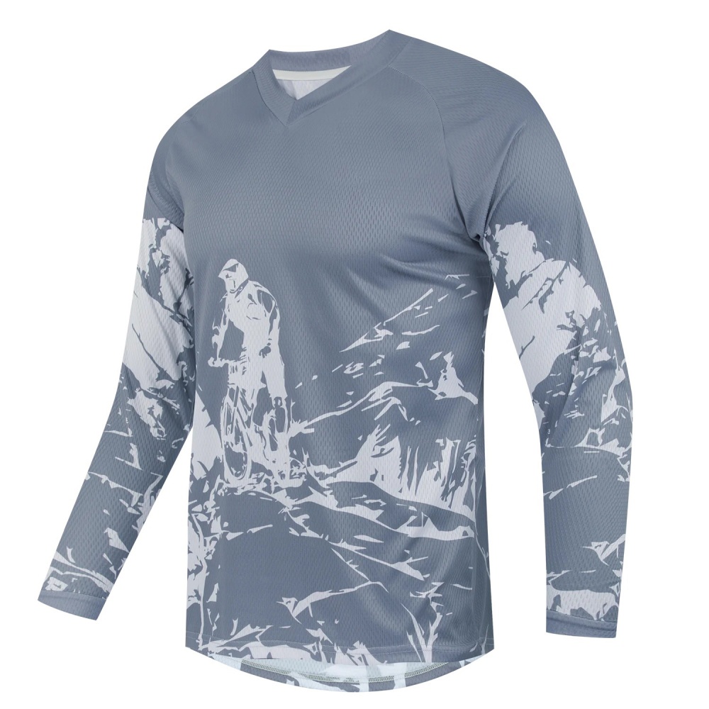 メンズアウトドアマウンテンバイクプリント長袖スポーツTシャツ - Mountain Biking Shirts のレビューと価格