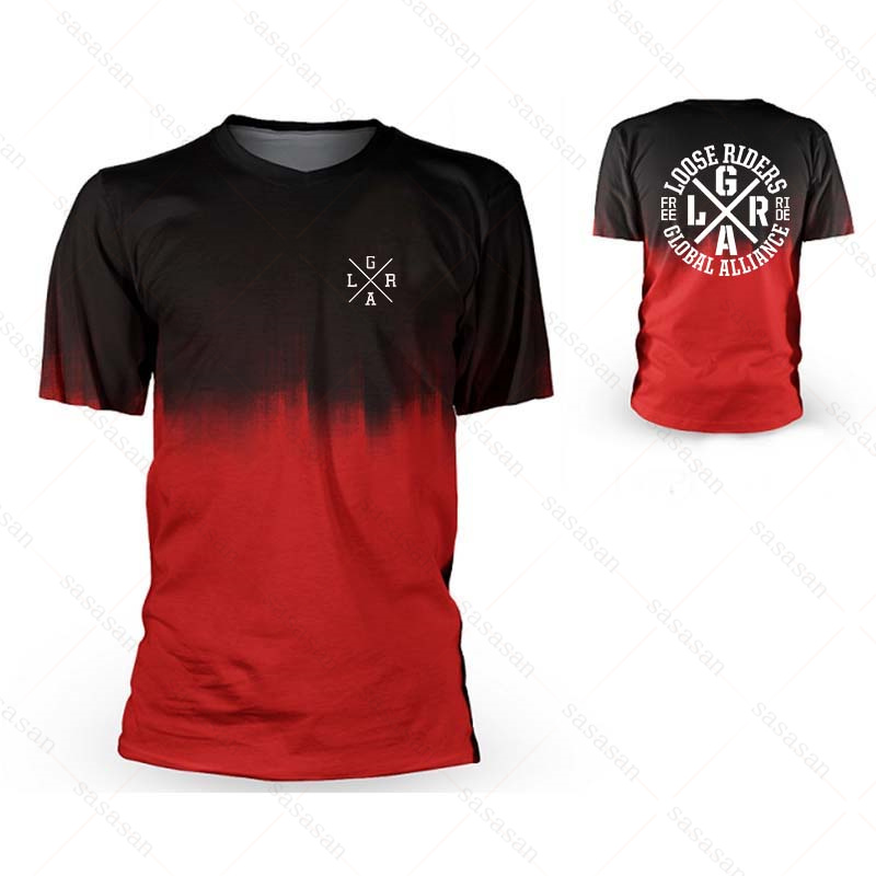 男性用のルーズな半袖Tシャツ,マウンテンバイクウェア,通気性 - Mountain Biking Shirts のレビューと価格