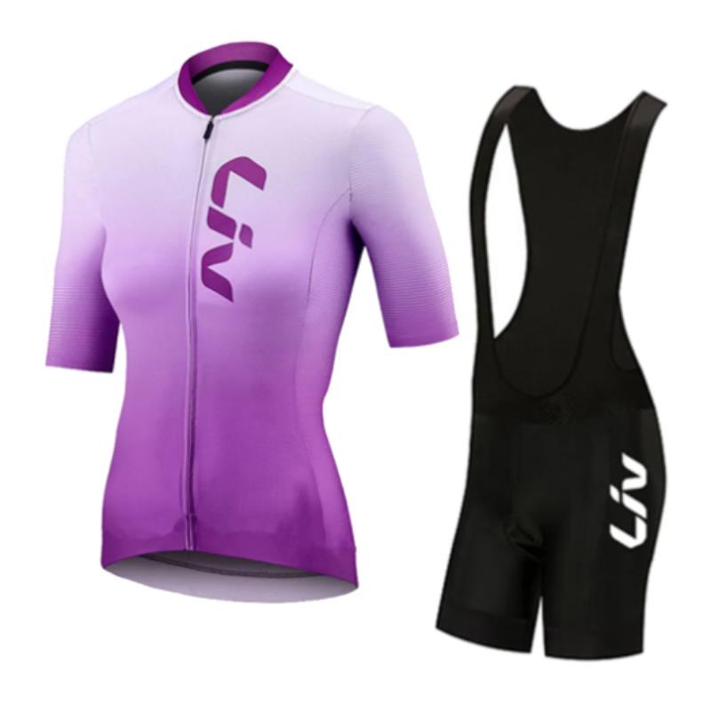 Liv-女性用サイクリングジャージとよだれかけショーツ,半袖 - Mountain Biking Jersey のレビューと価格