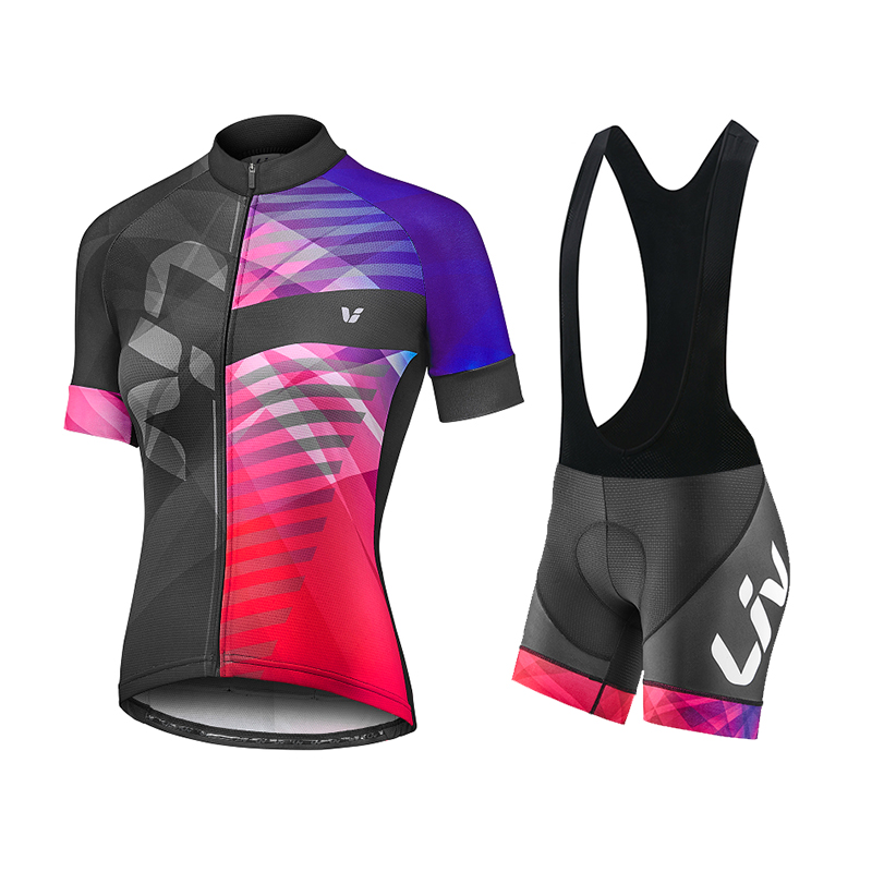 Liv-女性用サイクリングジャージとよだれかけショーツ,半袖 - Mountain Biking Jersey のレビューと価格