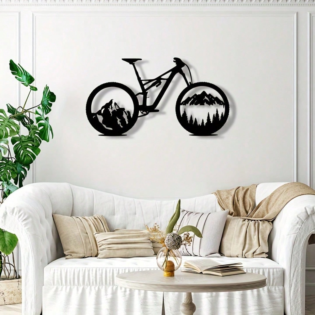 ブラックメタルマウンテンバイクタイヤアート、自然風景の壁装飾 - Mountain Biking Gifts のレビューと価格