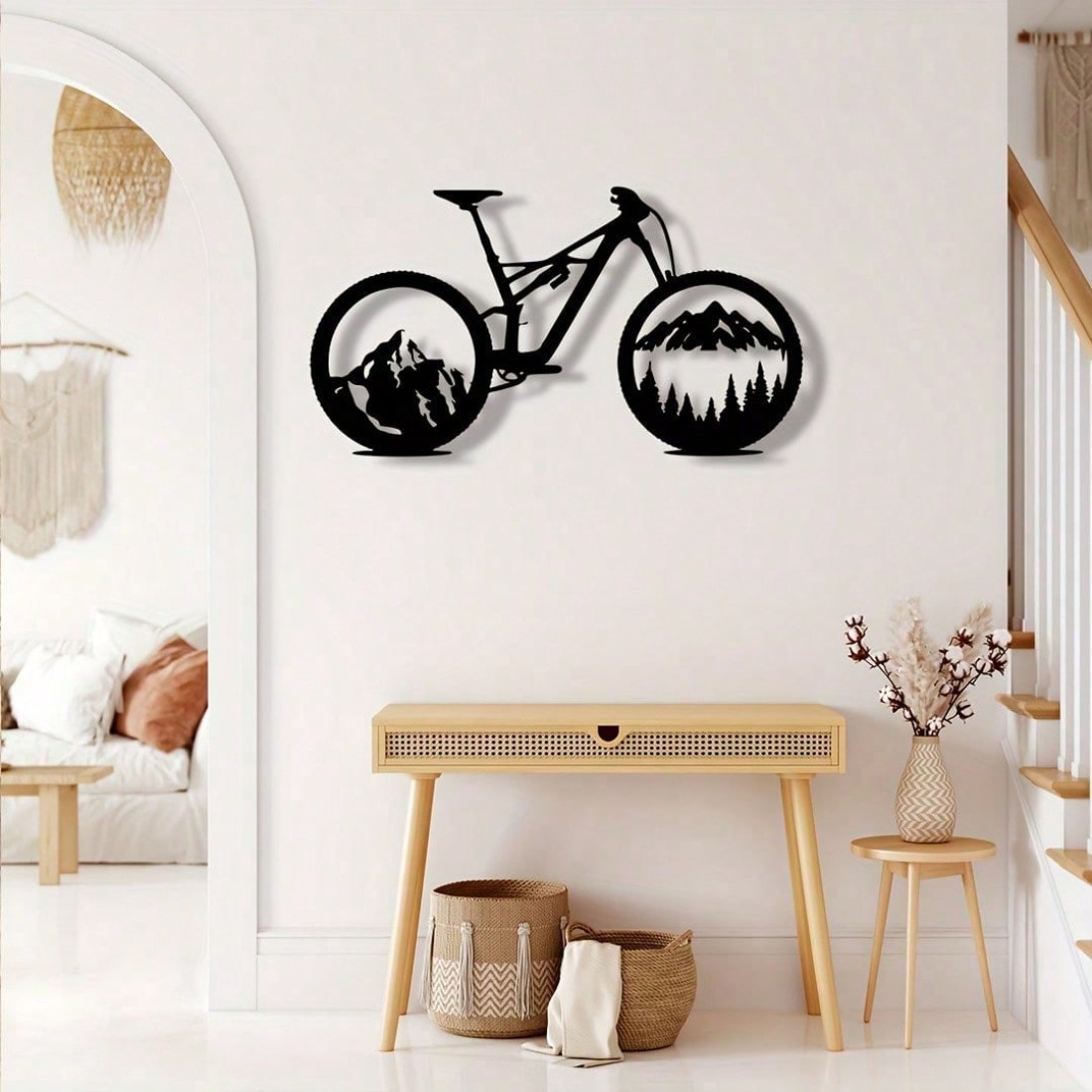 ブラックメタルマウンテンバイクタイヤアート、自然風景の壁装飾 - Mountain Biking Gifts のレビューと価格
